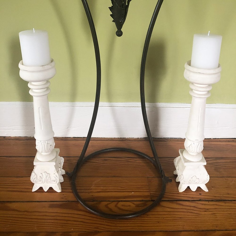 Romantic 16.5" Tall White Candle Holders NWOT - Picture 7 of 8